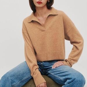 Reformation Cashmere Polo Sweater - Tan